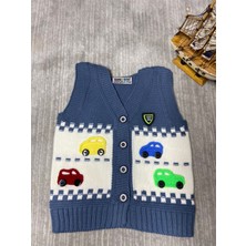 Meriç Bebe Renkli Araba Işlemeli Triko Yelek