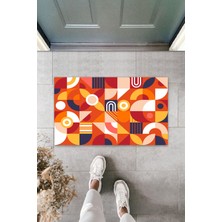 Silkcoat Home Çok Amaçlı Dijital Modern Çizim Turuncu Kapı Paspası Dış Mekan Paspas