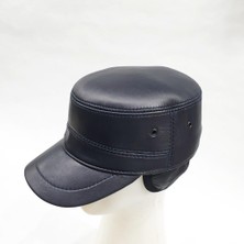 Sanalbolluk Castro Model Lacivert Renk Deri Şapka