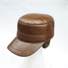 Sanalbolluk Castro Model Kiremit Renk Deri Şapka