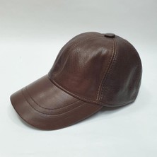Sanalbolluk Kahve Renk Deri Unisex Şapka
