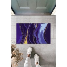 Silkcoat Home Çok Amaçlı Dijital Modern Dalgalı Açık Mavi Kapı Paspası Dış Mekan Paspas