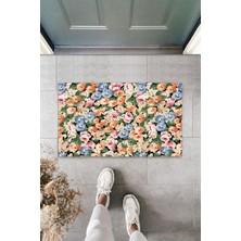 Silkcoat Home Çok Amaçlı Dijital Bahar Çiçekleri Renkli Kapı Paspası Dış Mekan Paspas