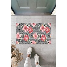 Silkcoat Home Çok Amaçlı Dijital Zambak Pembe Kapı Paspası Dış Mekan Paspas