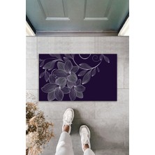 Silkcoat Home Çok Amaçlı Dekoratif Dijital Baskı Siyah Zambak Dış Mekan Paspas