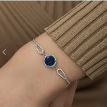 925 Gümüş Safir Zirkon Taş 925 Ayar Gümüş Bileklik