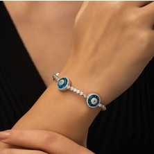 925 Gümüş Su Yolu Üç Göz 925 Ayar Gümüş Bileklik