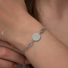 925 Gümüş Zirkon Taşlı Daire 925 Ayar Gümüş Bileklik