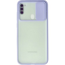 Zipax Samsung Galaxy M11 Kılıf Palm Buzlu Kamera Sürgülü Silikon - Lila