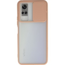 Zipax Vivo Y31 2021 Kılıf Palm Buzlu Kamera Sürgülü Silikon - Pembe