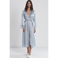 Pierre Cardin Pierre Cardin kadın Saten Dantelli Gecelik & Sabahlık Takım 4370 Mist