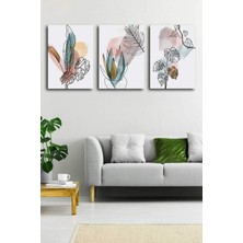 Gift Pack Tropikal Soyut Yapraklar Modern Minimal  Kanvas Tablosu 3'lü Canvas Tablo Seti