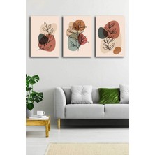 Gift Pack Tropikal Soyut Yapraklar Modern Minimal  Kanvas Tablosu 3'lü Canvas Tablo Seti