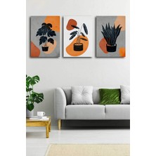 Gift Pack Tropikal Soyut Çiçekler Modern Minimal  Kanvas Tablosu 3'lü Canvas Tablo Seti