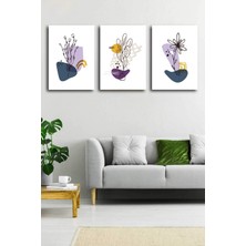 Stella Store Soyut Çiçekler Modern Minimal  Kanvas Tablosu 3'lü Canvas Tablo Seti