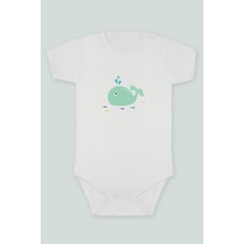 Tuğba Baby Sevimli Balık Serisi 4 Baskılı Bebek Body Zıbın Kısa Kollu Çıt Çıtlı Badi %100 Pamuk