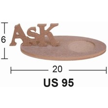 E Hobici Ahşap Oval Aşk Bardak Altlığı 20x6cm Us95