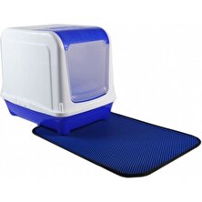 Apco Kapalı Büyük Kedi Tuvalet Kabı Üstten Açılan Mavi Renk