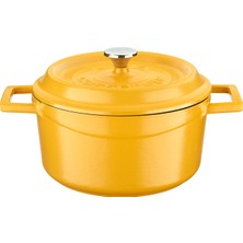 Lava Döküm Demir Spring Yuvarlak Tencere Trendy Kapak Mat Sarı (Ø) 20 cm