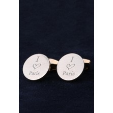 Kravatkolik Altın Renk I Love Paris Hediye Kol Düğmesi