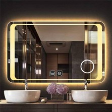 80X120 cm Makyaj Aynalı Dokunmatik Tuşlu Buğu Yapmayan Ledli Banyo Aynası
