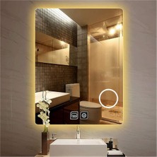60X70 cm Makyaj Aynalı Dokunmatik Tuşlu Buğu Yapmayan Ledli Banyo Aynası