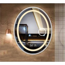 Global Led Mirror 80X100 cm Makyaj Aynalı Dokunmatik Tuşlu Buğu Yapmayan Ledli Elips Banyo Aynası