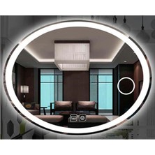 73X93 cm Makyaj Aynalı Dokunmatik Tuşlu Buğu Yapmayan Ledli Elips Banyo Aynası