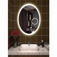 Global Led Mirror 65X85 cm Makyaj Aynalı Dokunmatik Tuşlu Buğu Yapmayan Ledli Elips Banyo Aynası