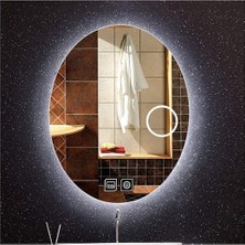 Global Led Mirror 55X75 cm Makyaj Aynalı Dokunmatik Tuşlu Buğu Yapmayan Ledli Elips Banyo Aynası