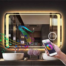 Global Led Mirror 80X120 cm Bluetoothlu Makyaj Aynalı Buğu Yapmayan Ledli Banyo Aynası