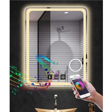 Global Led Mirror 75X105 cm Bluetoothlu Makyaj Aynalı Buğu Yapmayan Ledli Banyo Aynası