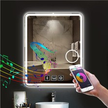 75X105 cm Bluetoothlu Makyaj Aynalı Buğu Yapmayan Ledli Banyo Aynası