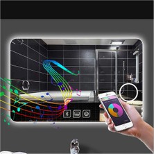 Global Led Mirror 65X90 cm Bluetoothlu Makyaj Aynalı Buğu Yapmayan Ledli Banyo Aynası