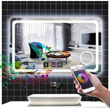 Global Led Mirror 50X65 cm Bluetoothlu Makyaj Aynalı Buğu Yapmayan Ledli Banyo Aynası