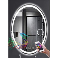 Global Led Mirror 73X93 cm Bluetoothlu Makyaj Aynalı Buğu Yapmayan Ledli Elips Banyo Aynası
