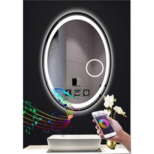65X85 cm Bluetoothlu Makyaj Aynalı Buğu Yapmayan Ledli Elips Banyo Aynası