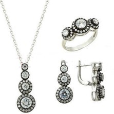 Söğütlü Silver Tria Elmas Montürlü Rodyumlu Üçlü Set