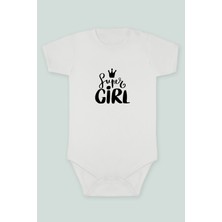 Tuğba Baby Kraliçe Taçlı Super Girl Yazı Baskılı Bebek Body Zıbın Kısa Kollu Çıt Çıtlı Badi Pamuklu Hediye
