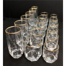 Lav Yaldızlı Diamond Bardak Seti 18 Pcs