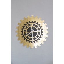 Eyka Store Modern Gold Güneş Duvar Saati Dekoratif Türk Rakamlı Mdf Üzeri Aynalı Pleksi 50X50