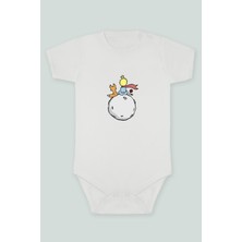 Tuğba Baby Küçük Prens Tilki ve Gül Baskılı Bebek Body Zıbın Kısa Kollu Çıt Çıtlı Badi %100 Pamuk