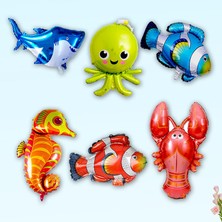 Süsle Bebek ve Parti Deniz Canlıları 35 cm x 6 Adetli Folyo Balon Seti