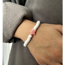 Padore Accessory Kadın - Çok Zarif, Yıldız Detaylı Beyaz Bileklik | Handmade