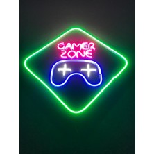 Dekoraven Gamer Zone Neon Tabela Neon LED Dekoratif Duvar Aydınlatması Neon Duvar Dekorasyonu