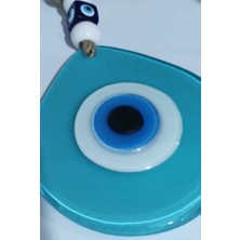 NAZAR Damla Model Soft Mavi Renkli Şeffaf Cam Nazar Boncuğu Duvar Bahçe Balkon Süsü 27 cm