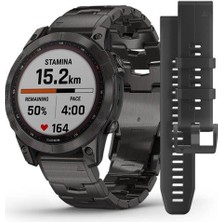 Garmin Fenix 7 Sapphire Solar Karbon Gri Dlc Titanyum Kayış