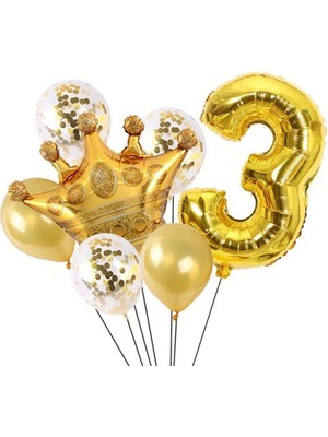 Bal10 Dünyası Altın Kral Kraliçe Taçlı Folyo Balon Seti 3 Yaş