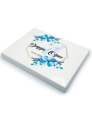 Nin Chocolate Isme Özel Söz Nişan Çikolatası 72 Adet Madlen Mavi Çiçekli