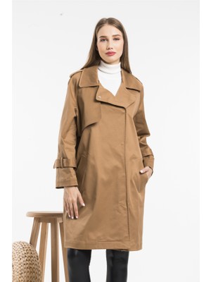 Gülsen Sarıçam Kamel Oversize Gabardin Kaban